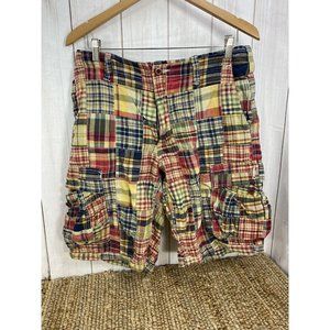 Gap Khaki Men’s Madras Plaid Patchwork Shorts - Size 33